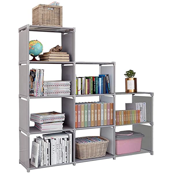 Kids 9 Cubes Bookcase Toy Closet Storage Organizers Bookshelf 4 Tier Office Book Shelf DIY Shelving Cabinet Shelves for Office Gary