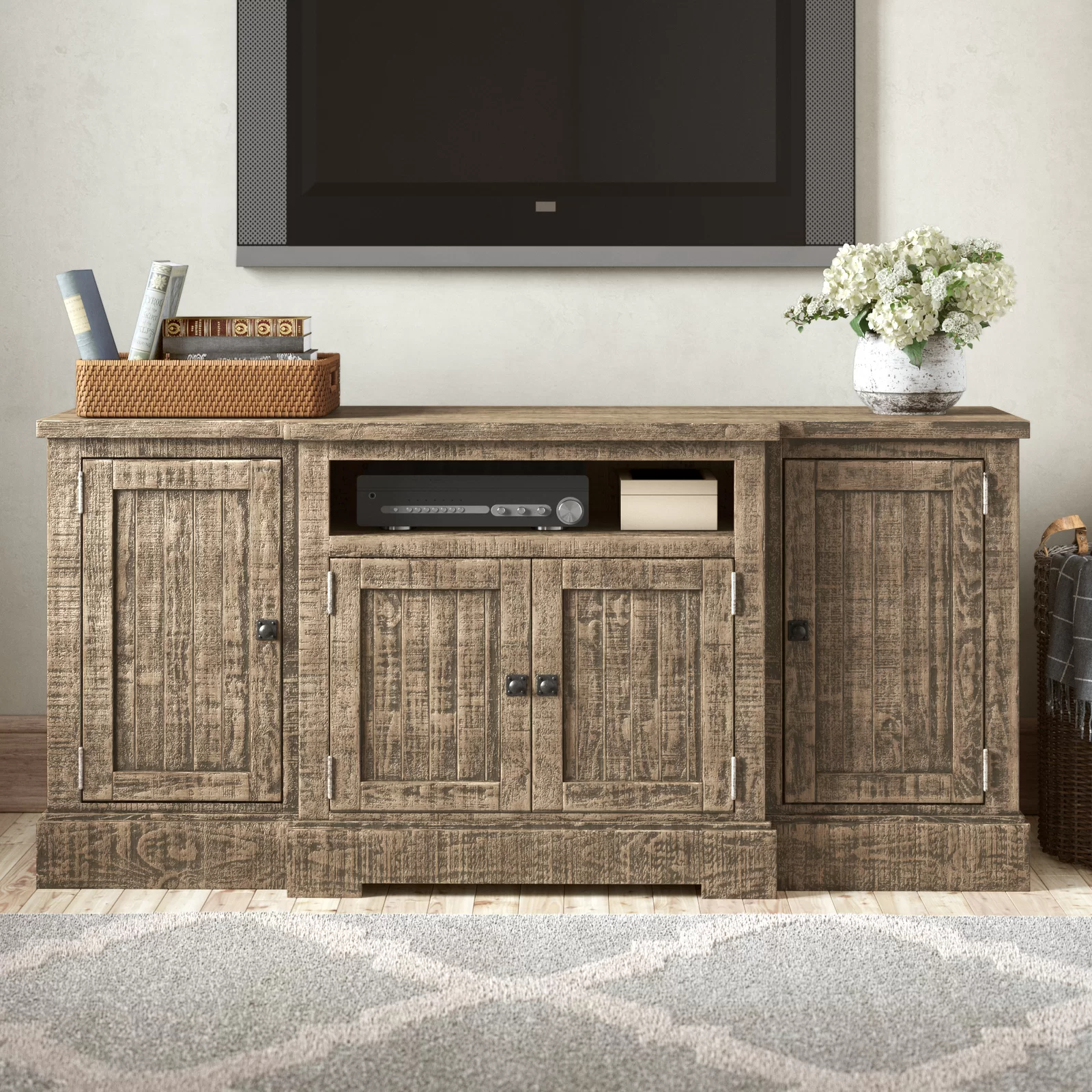 【Furniture】Casserly Solid Wood TV Stand for TVs up to 88