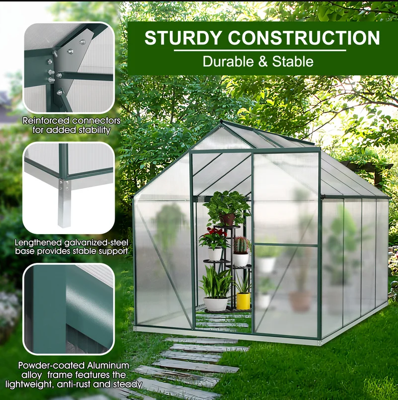 6.07' W x 8.17' D Hobby Greenhouse