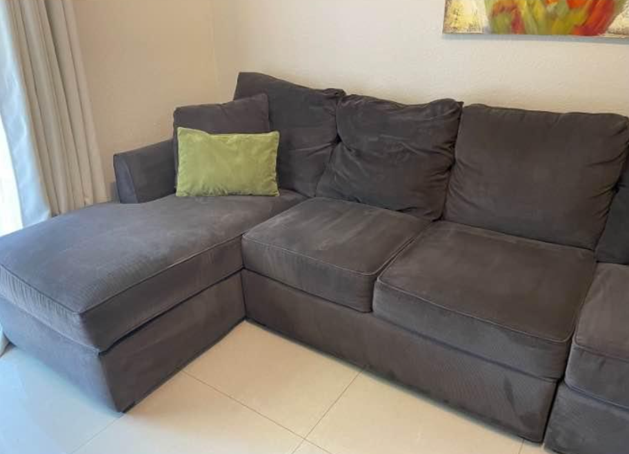 Kevin Charles 5-Piece fabric sectional couch with left and right side chaise.