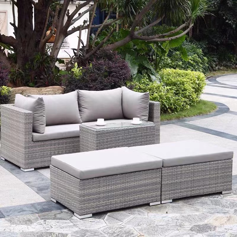 Outdoor Sofa Set Garden Double Storage Casual Rattan Furniture Set