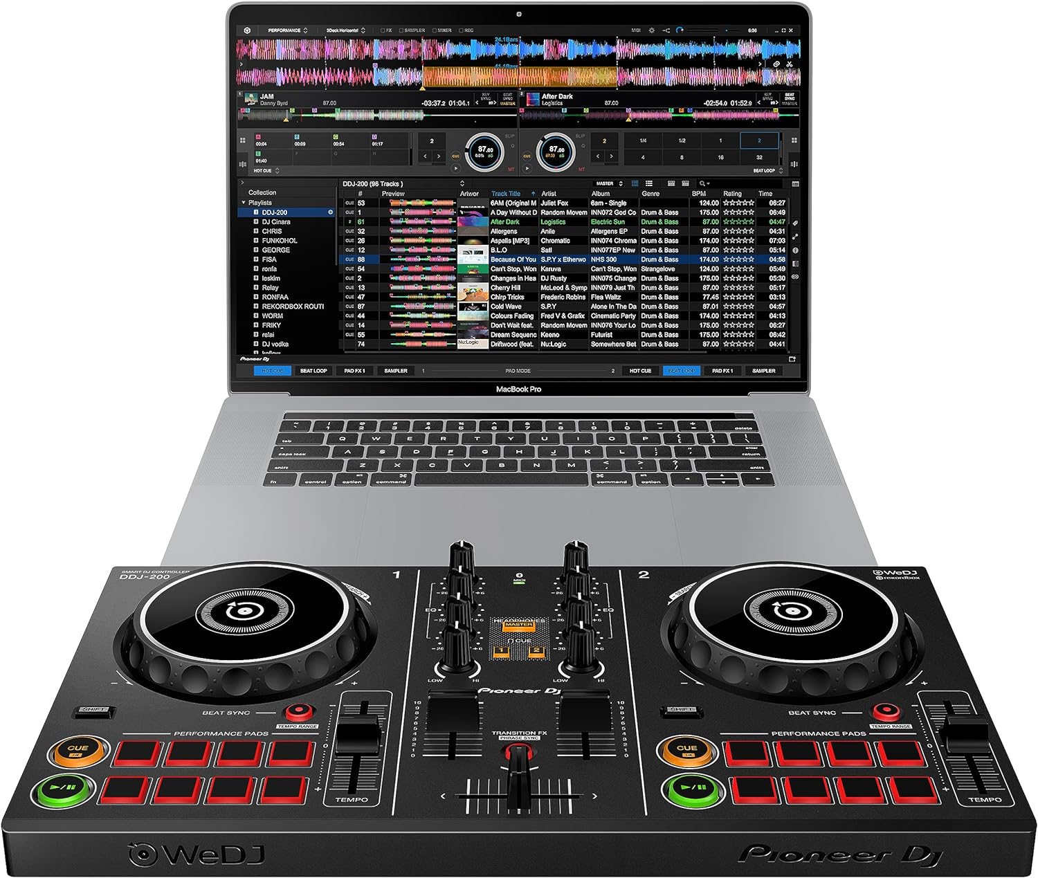 Pioneer DDJ-200 - Bluetooth entry-level controller for DJ usable with smartphone, Black