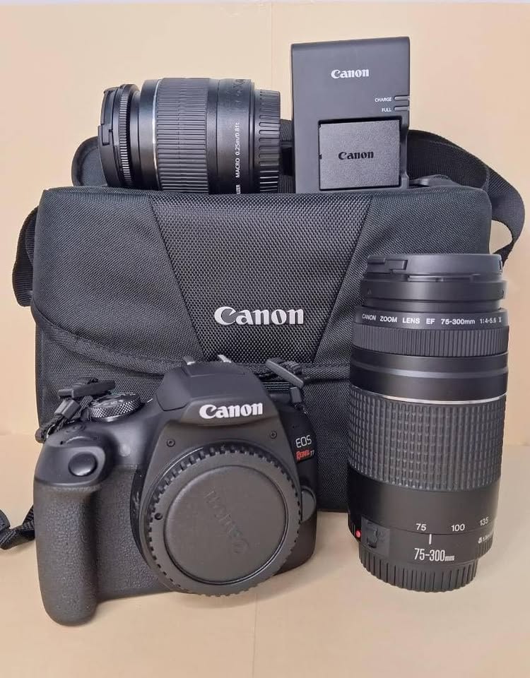 EOS Rebel T7 DSLR Camera2 Lens Kit with EF18-55mm + EF 75-300mm Lens, Black