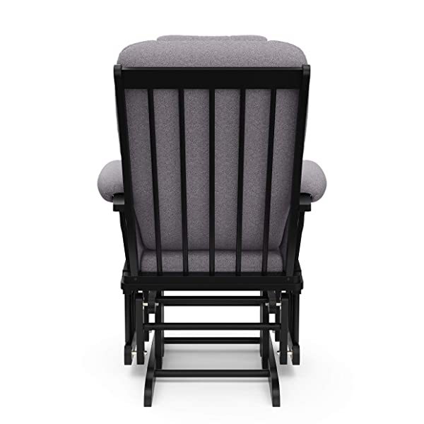 Storkcraft Tuscany Custom Glider and Ottoman with Free Lumbar Pillow, Black/Grey, Cleanable Upholstered Comfort Rocking Nursery Chair with Ottoman Black/Gray