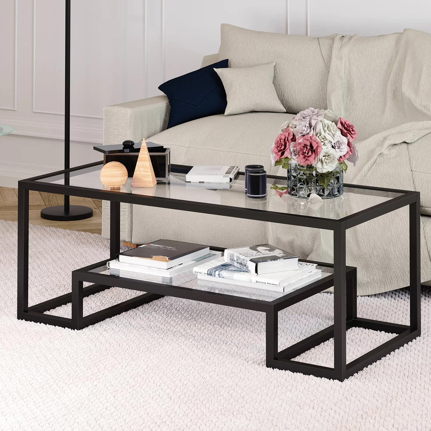 【Furniture】Shumake Frame Coffee Table with Storage