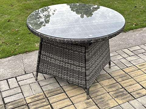 4 Seat Round Rattan Dining Table Chair Garden Furniture