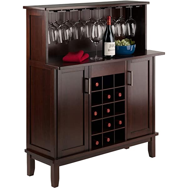 Winsome Beynac Bar Cappuccino Wine Cabinet