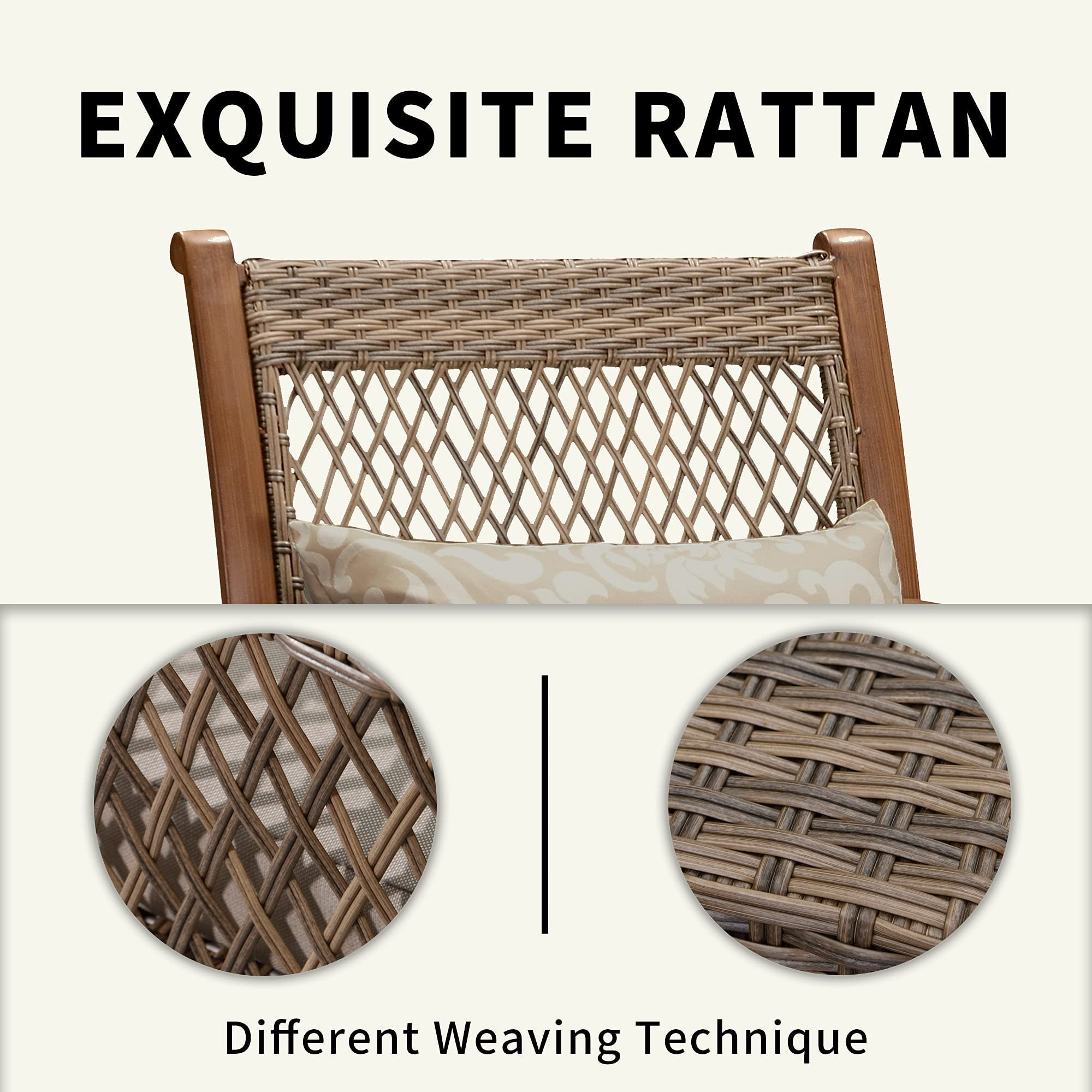 【Home&Garden】Patio Dining Set Outdoor Wicker Patio Furniture Sets Rectangular Tempered Glass Top Dining Table