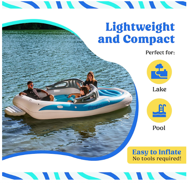 6-Person Inflatable Bay Breeze Boat Island Party Island