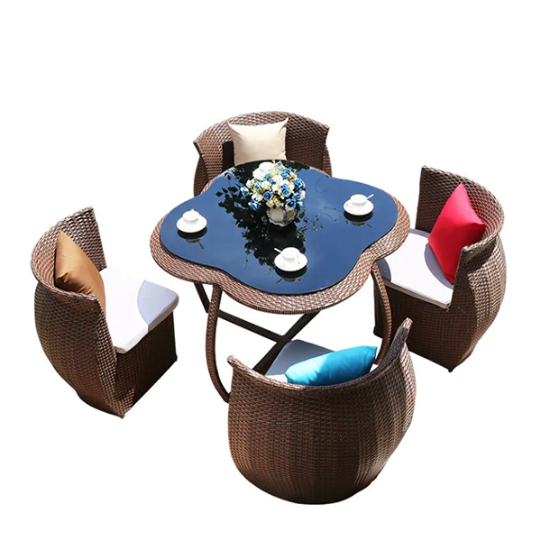 Outdoor cane chair storage table and chair five sets; A clearance sale