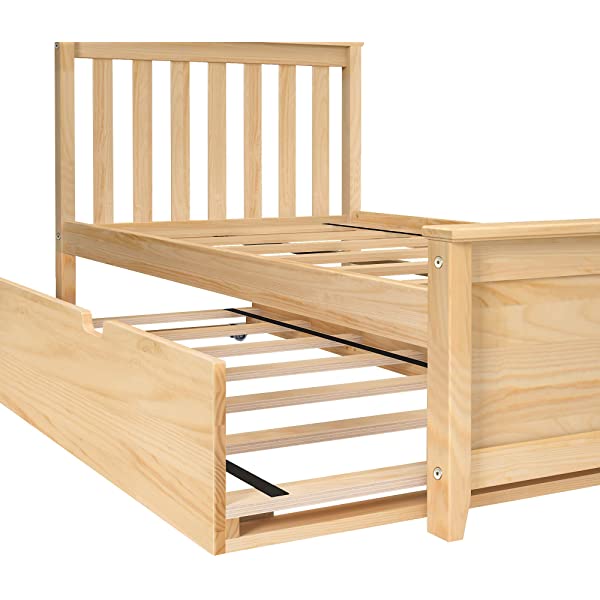 Max & Lily Twin Bed with Trundle, White White Bed with Trundle