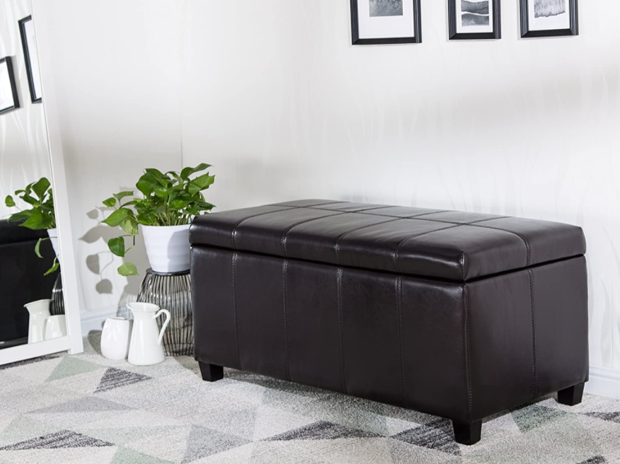 FIRST HILL FHW Marion Rectangular Storage Ottoman, Russet Brown