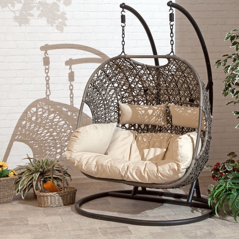2022 Patio Wicker Swing Chair With Stand Rain Cover Included-Limited To 2 Sets