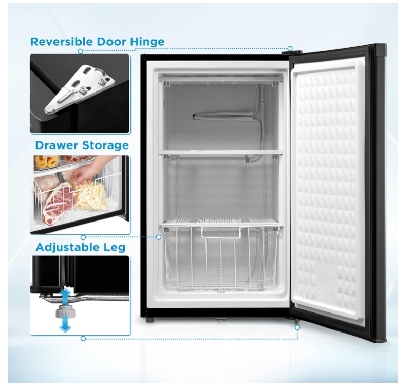 Midea MRU03M2ABB Upright Freezer Large Black, 3.0 Cubic Feet