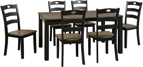 Ashley Rokane dining table set with 6 upholstered chairs