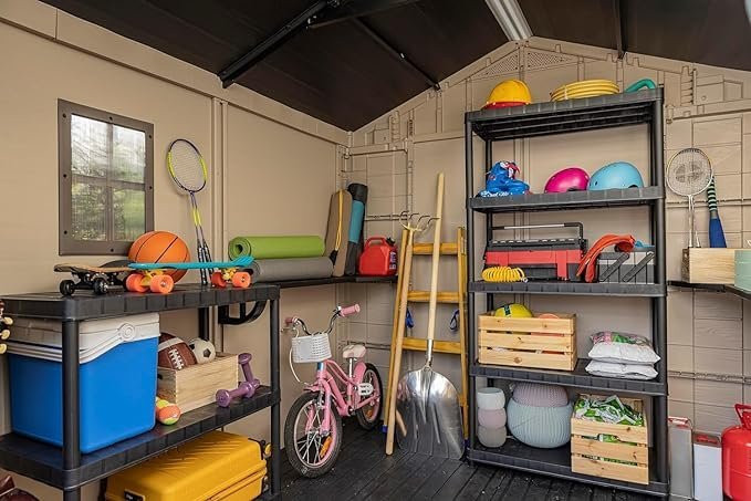 8' x 8' Plastic Garden Shed, Fire Retardant and Weatherproof, Ado Color