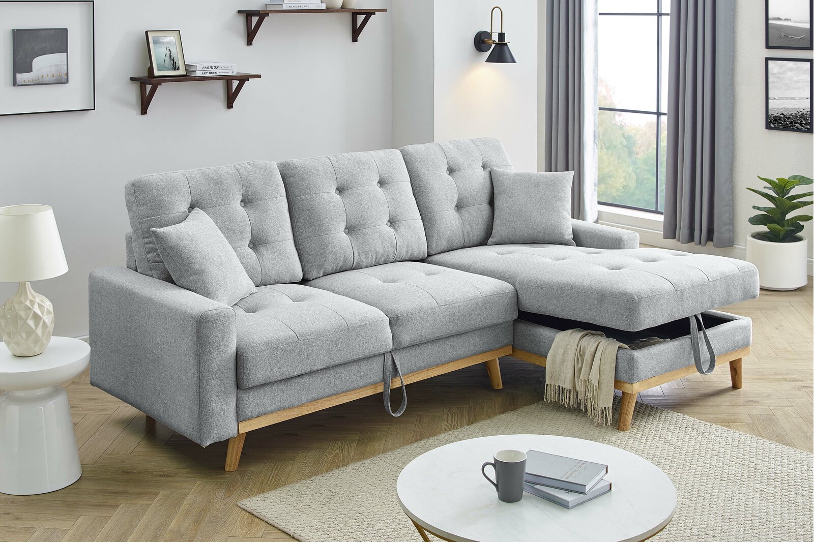 【Furniture】Jaheim 91'' Upholstered Sleeper Sofa