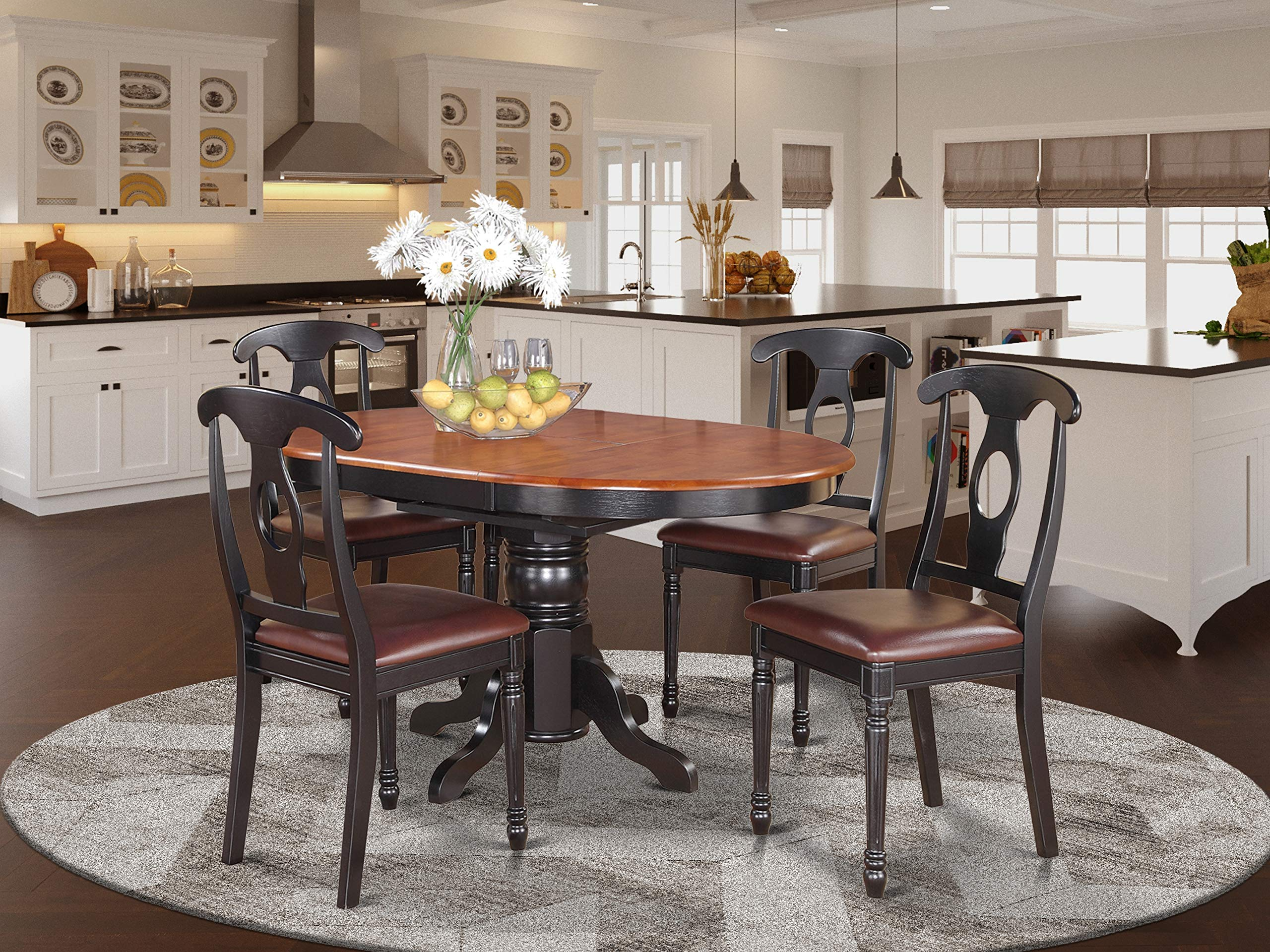 【Furniture】5 Pc Dining Room Set for 4-Oval Dining Table & 4 Dining Chairs
