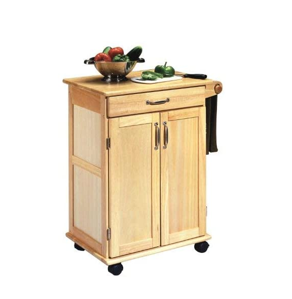Home Styles Paneled Door Kitchen Cart with Natural Finish