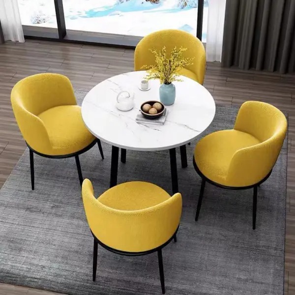 【Furniture】5-Piece Dining Table Set, Modern Round Dining Table & 4 Dining Chairs