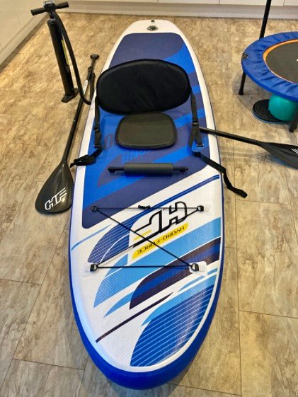 Hydro-Force SUP, Inflatable Stand Up Paddle Board, Complete Set with Kayak Conversion Kit