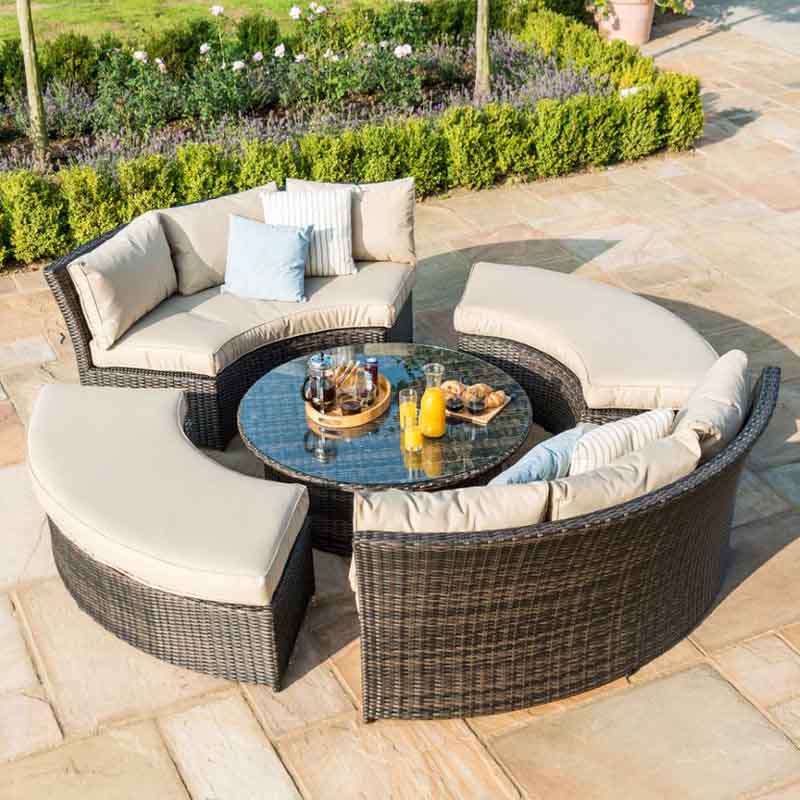 【Home&Garden】Maze Rattan Garden Furniture Brown Chelsea Lifestyle Sofa Set With Glass Top