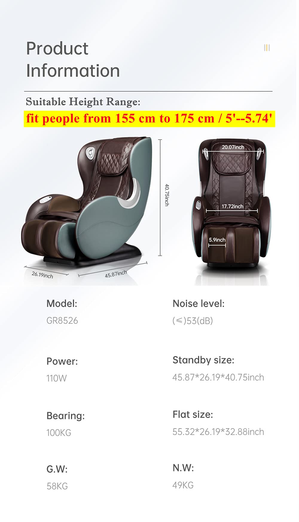 【Furniture】Small Massage Chairs SL Track Full Body Massage Recliner, Shiatsu Recliner, Zero Gravity