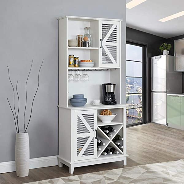 Home Source Bar Cabinet and Coffee Station (Charcoal)