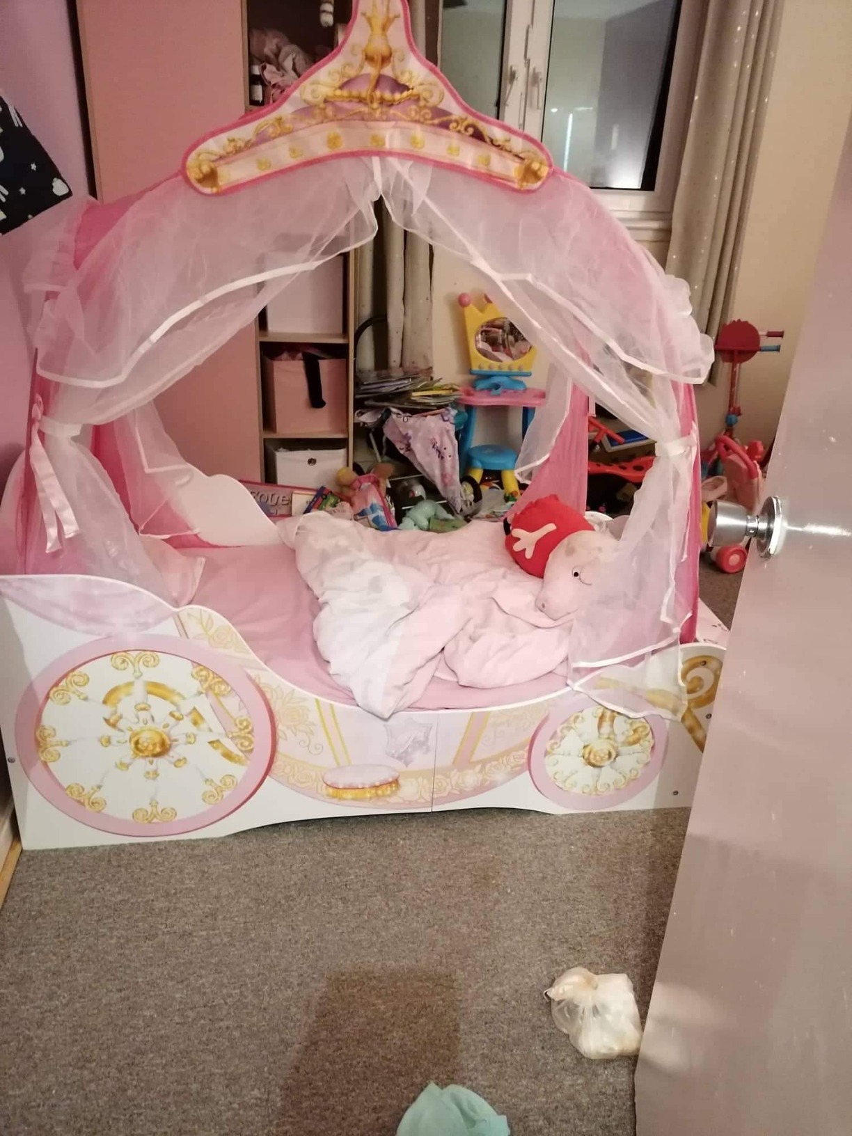 【Furniture】Princess Carriage Kids Toddler Bed by HelloHome, Pink, 160x87.5x136 cm