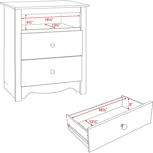 Prepac Fremont 2 Drawer Nightstand with Open Shelf, Espresso, Tall Espresso Fremont Nightstand