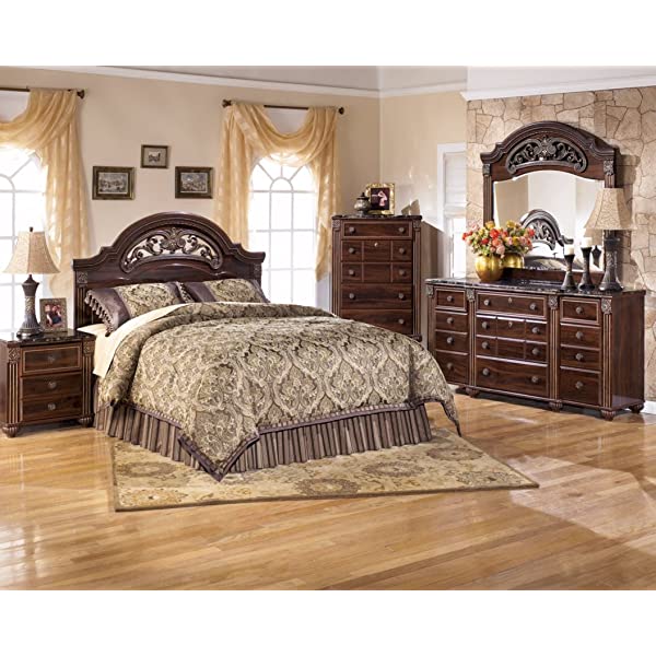 Signature Design by Ashley Leahlyn Traditional 2 Drawer Nightstand, Warm Brown, 25