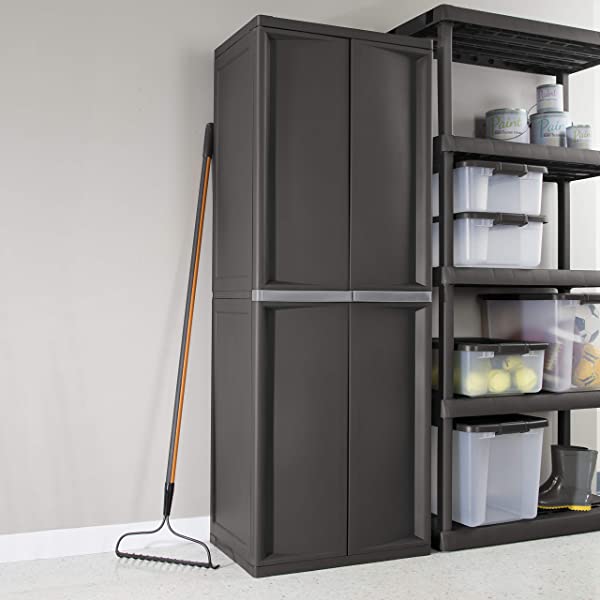 Sterilite 01423V01 4 Shelf Cabinet, Flat Gray, 1-Pack