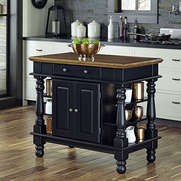 Homestyles Kitchen Island Americana Dual Side Storage Cabinet, 36 Inches High by 42 Inches Wide, Antique White