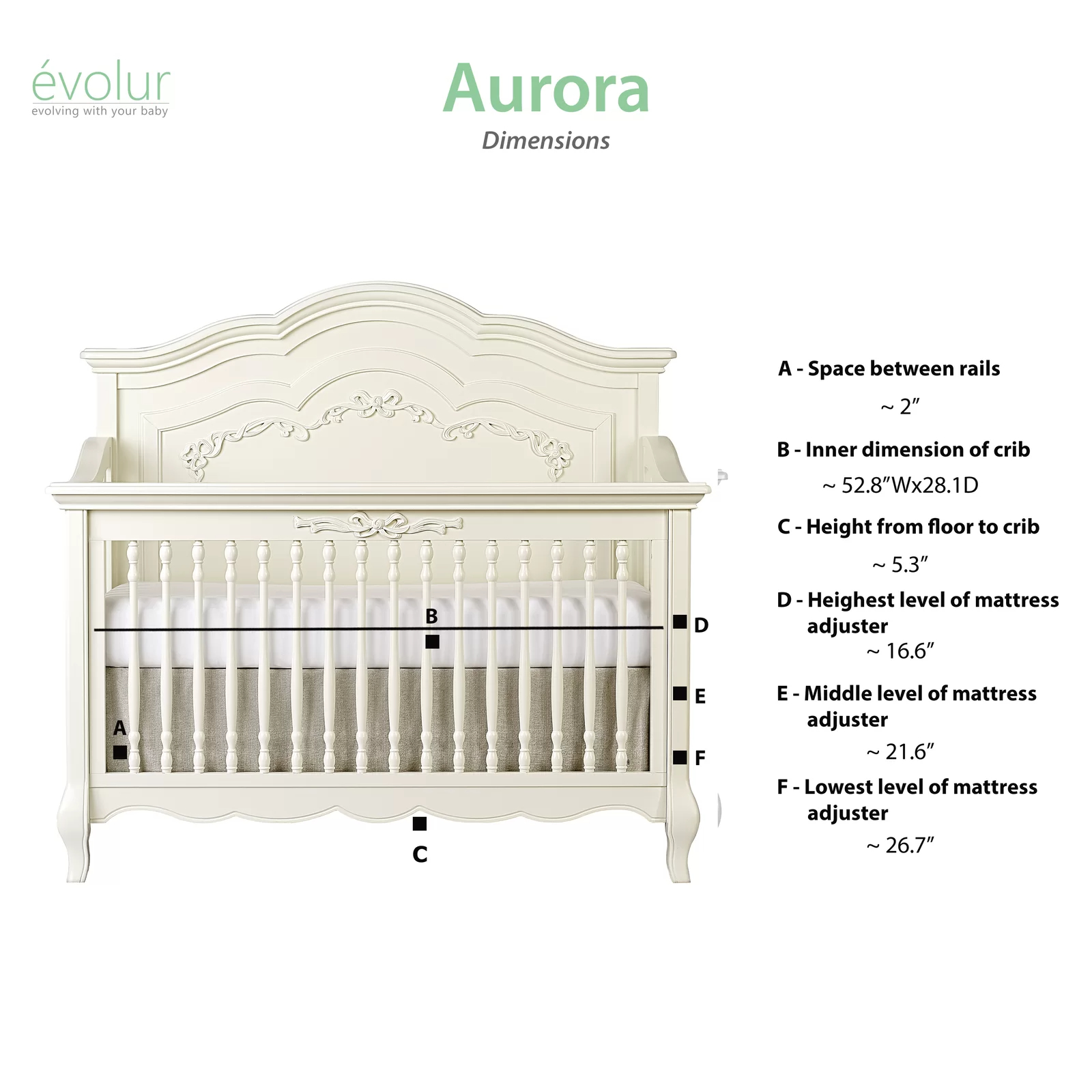 【Baby&Kids】Aurora 5-in-1 Convertible Crib
