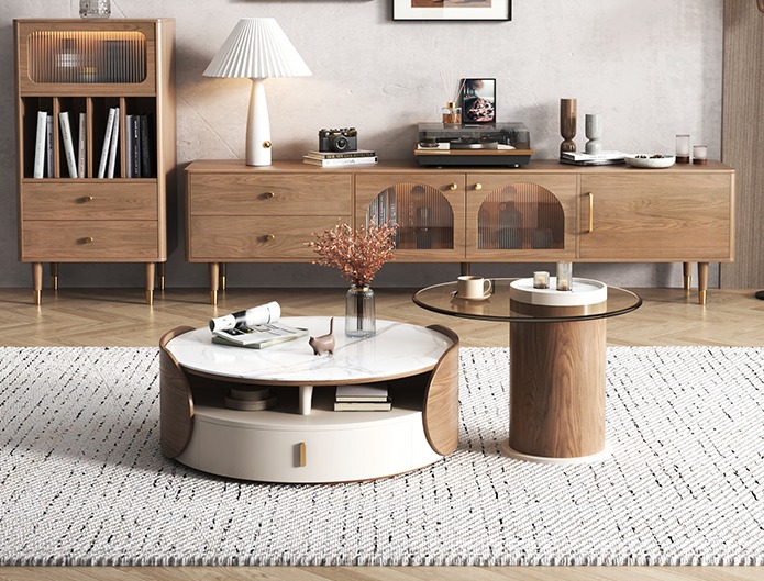 round coffee table coffee table living room household two-piece set