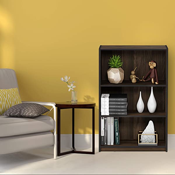 FURINNO JAYA Simple Home 3-Tier Adjustable Shelf Bookcase, White White 3-Tier Bookcase
