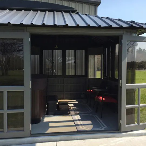 17.5 feet. Width x 11.5 feet. D composite PVC patio gazebo gazebo