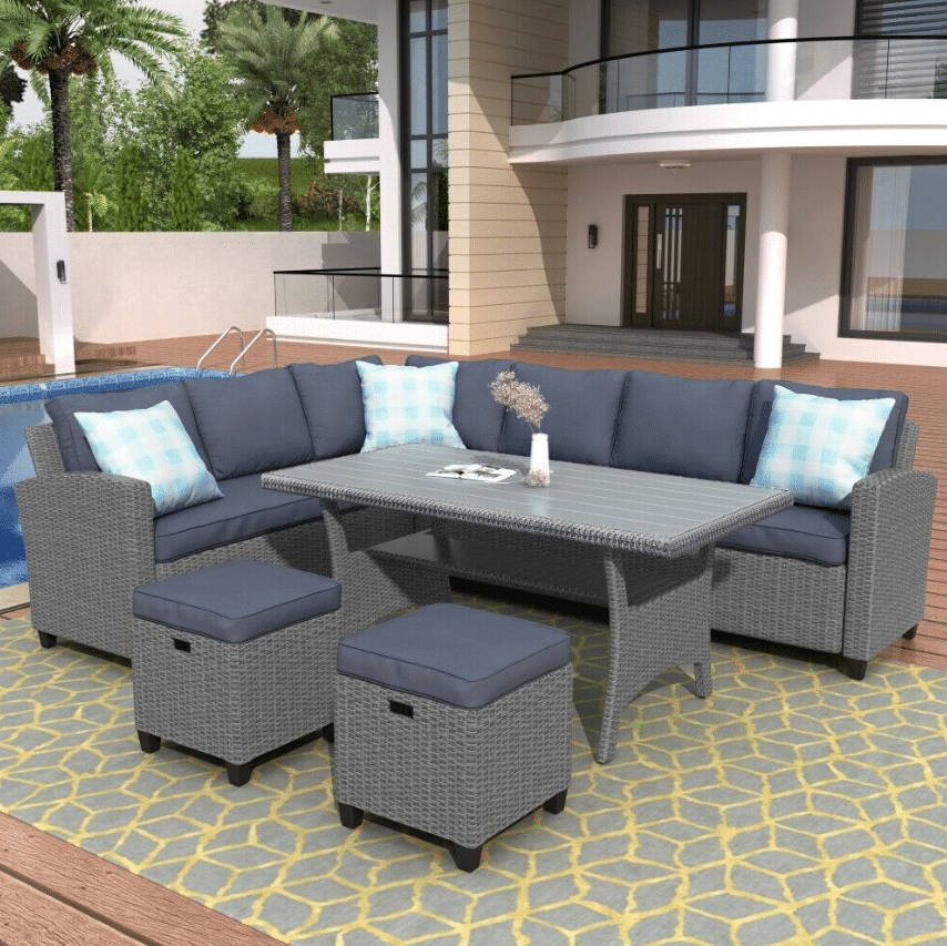 5-teiliges Gartenmöbel-Set für den Außenbereich, Esstisch und Stuhl