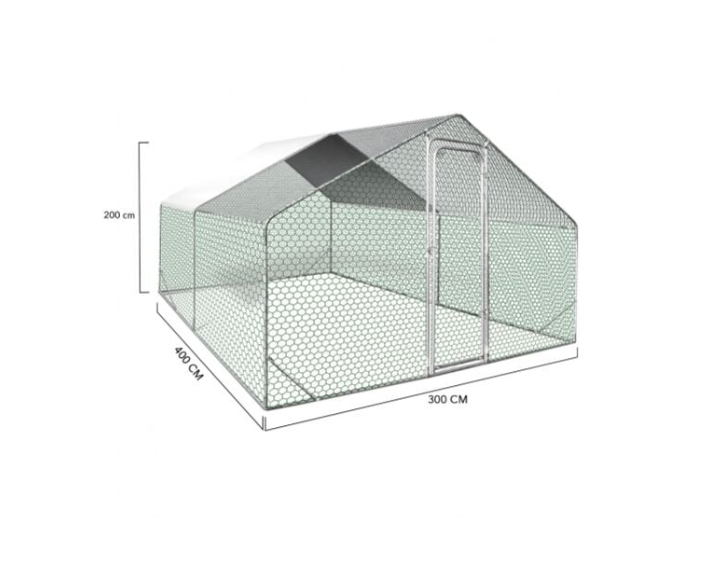 Chicken Coop, 3mx4mLarge Metal Walk-in Poultry Cage Kennel with Waterproof Cover.