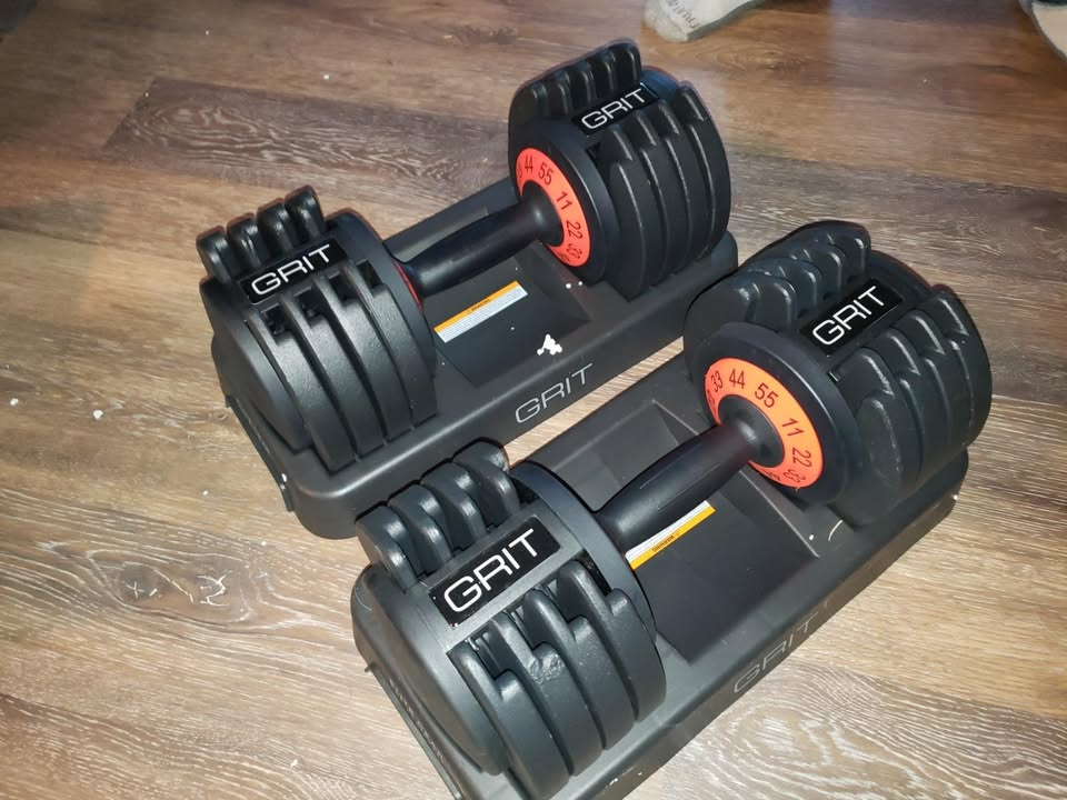 GRIT Adjustable Dumbbells Set - 11 to 55 Lbs Fast Adusting Dial Weights