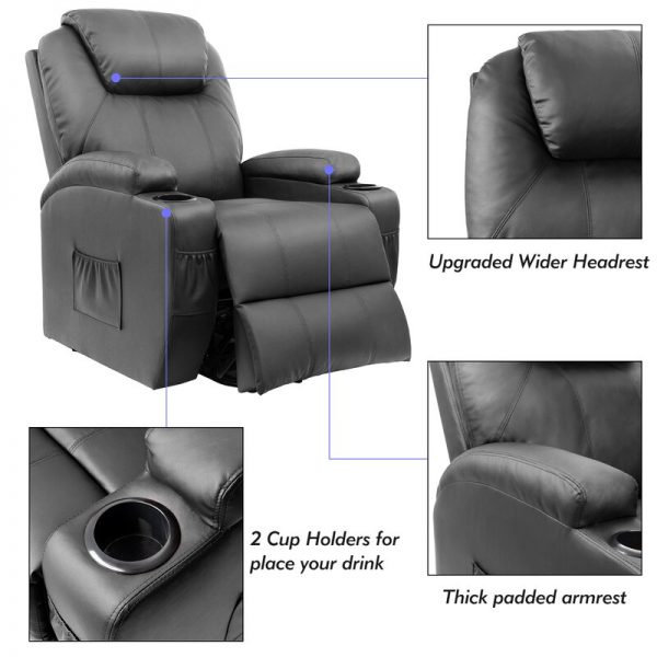Low price sale imitation leather electric recliner heated massage chair