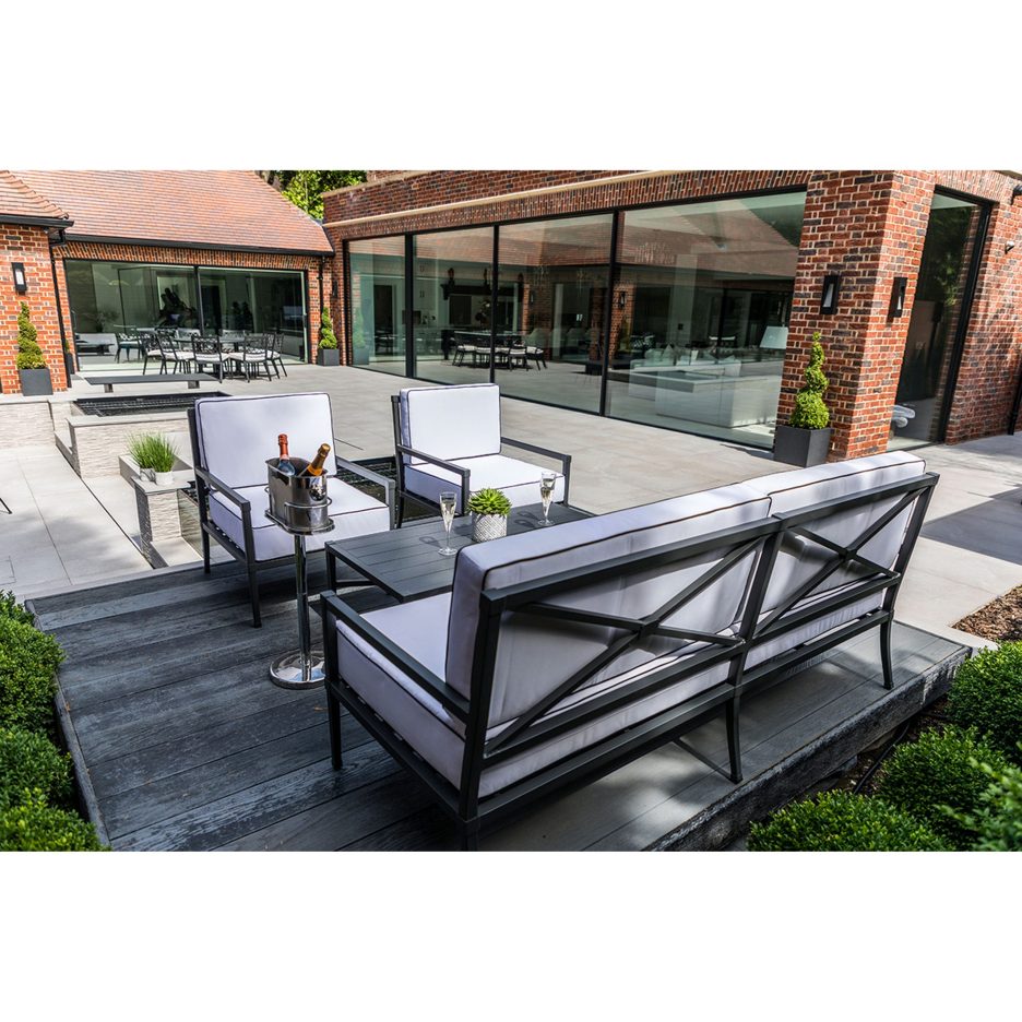 Garden furniture in aluminium, 4 pieces in Anthracite Grey – Knot Sofa Set