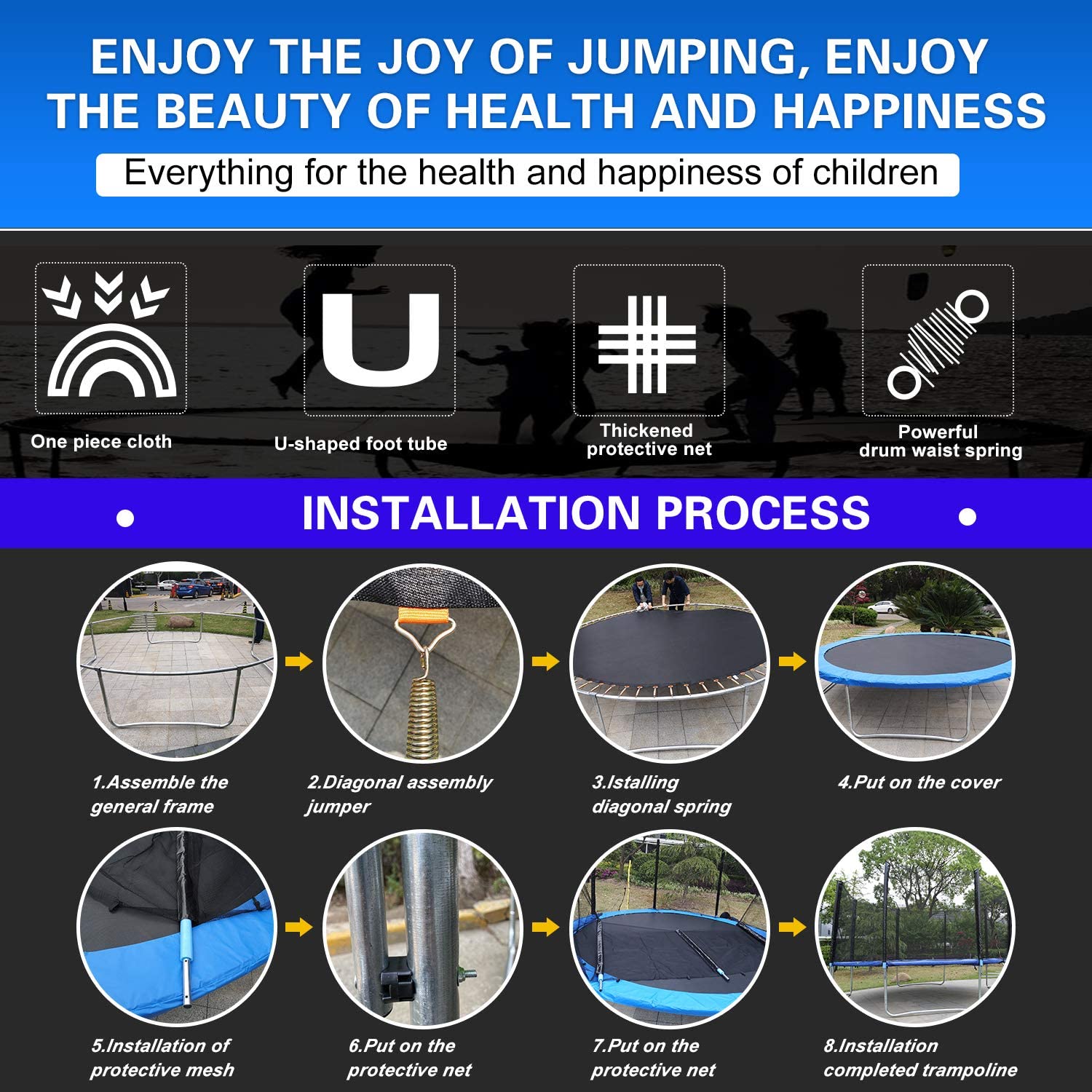 CalmMax Trampoline 12FT Jump Recreational Trampolines with Enclosure Net – ASTM Approved – Combo Bounce Outdoor Trampoline for Kids Family Happy Time