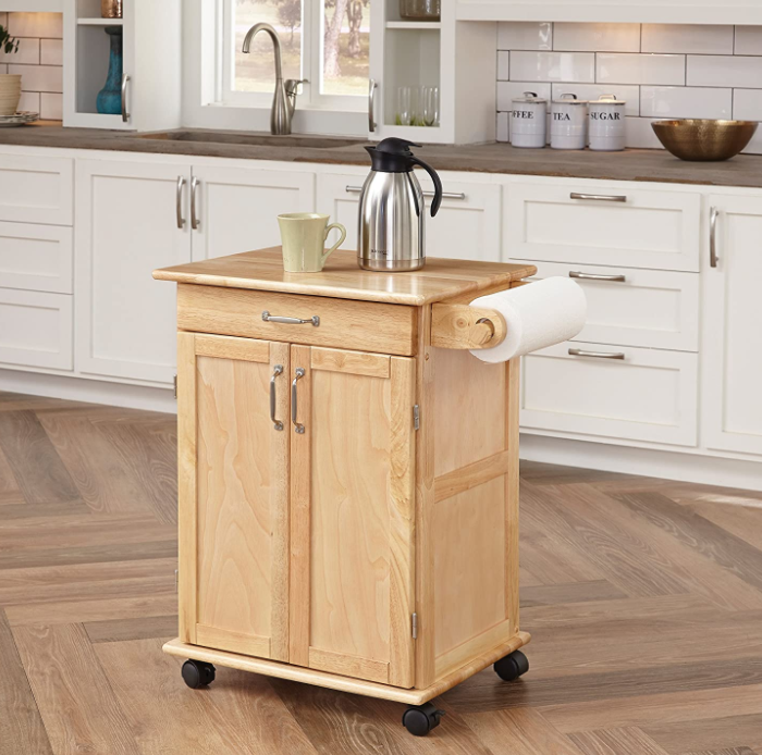 Home Styles Paneled Door Kitchen Cart with Natural Finish