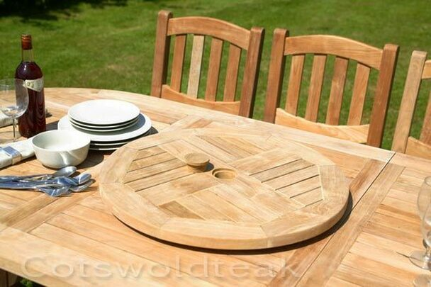 Round Solid Teak 8 Seater Table with Grisdale Chairs Garden Set – 160cm