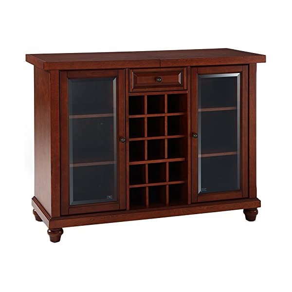 Crosley Furniture Lafayette Sliding Top Bar Cabinet, Black Black LaFayette