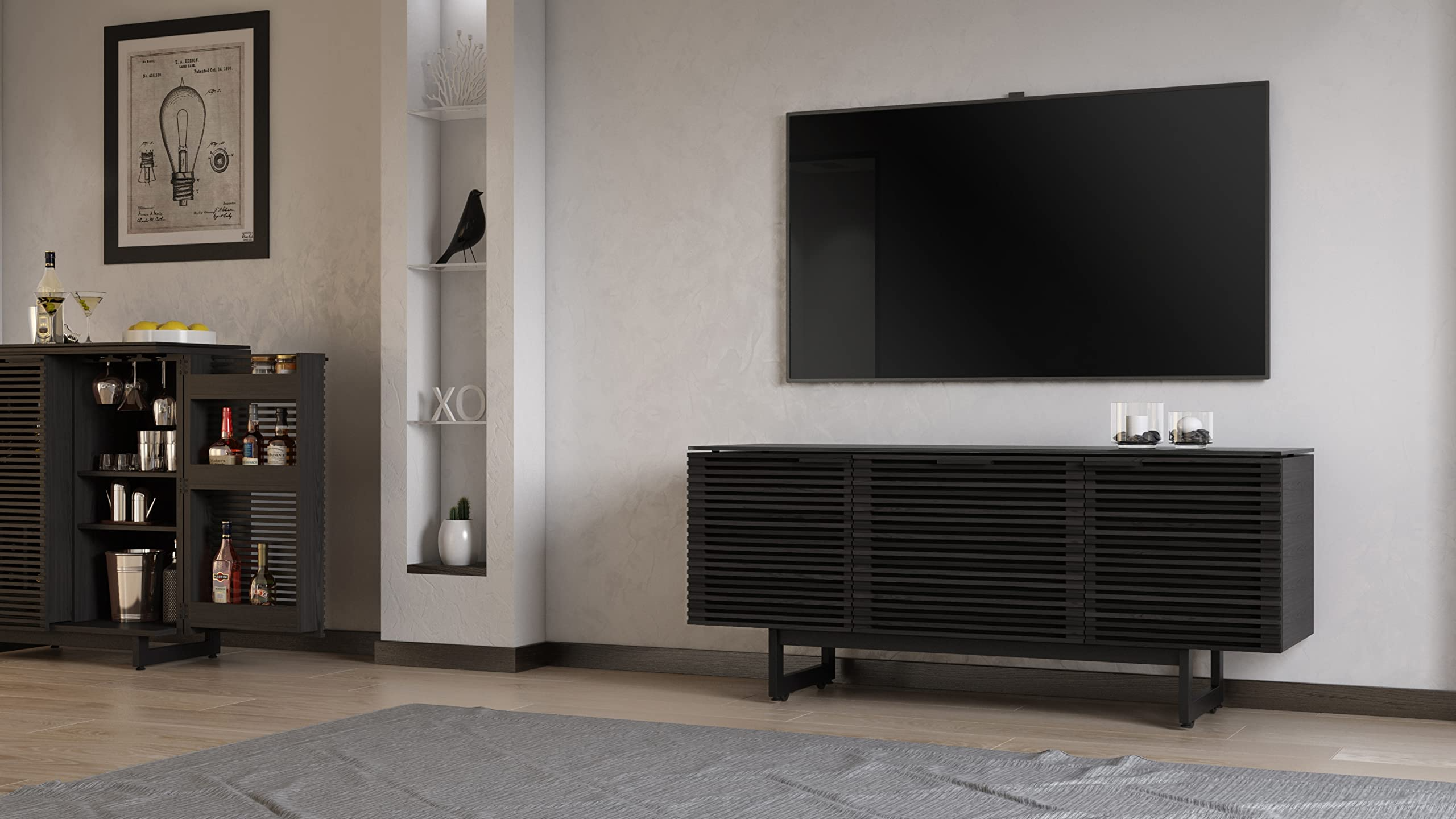 【Furniture】BDI Corridor 8177 Triple-Width Media Console with Drawer, Charcoal