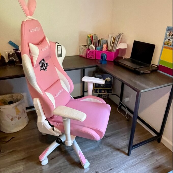 【Furniture】Racing Game Chair Autofull Adjustable Reclining Ergonomic Swivel PC in Pink