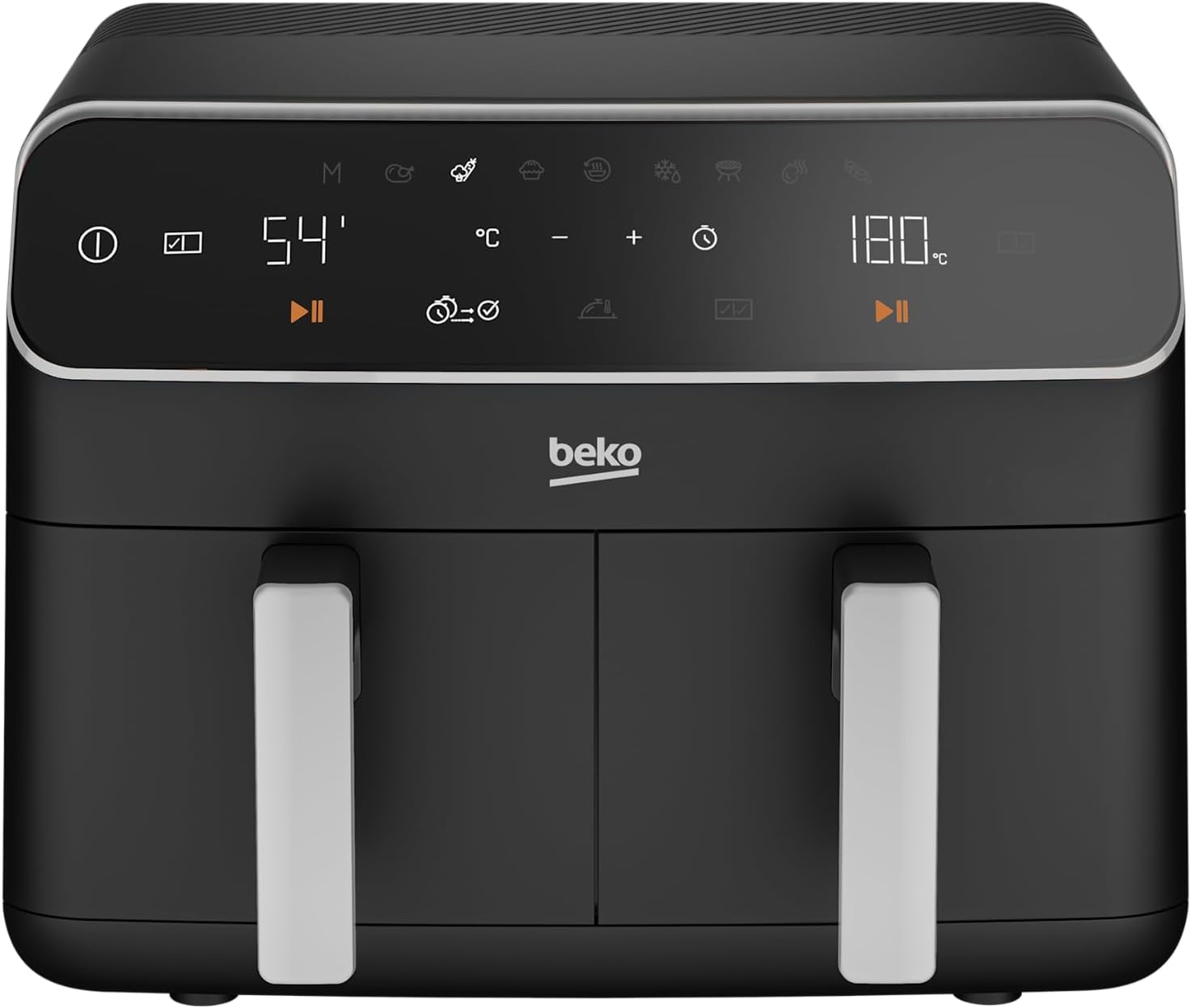Beko Dual Zone Air fryer ExpertFry FRL5388B | 8.5L Capacity | Smart Finish | Match Cook | Wide LED Screen | 9 Automatic Cooking functions | Dehydrate | Air Fry