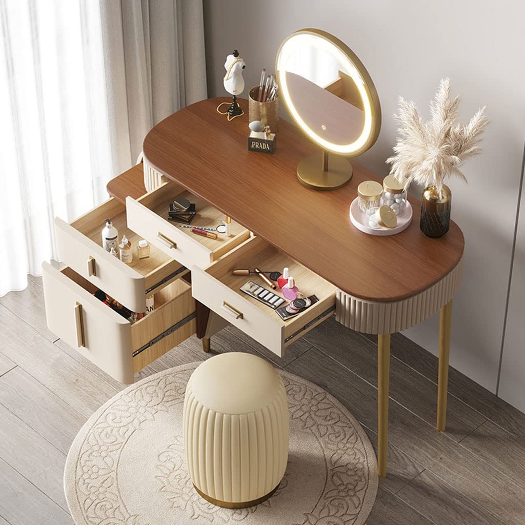 【Furniture】Roundhill Furniture Ashley Silver Wood Dresser and Stool Set, Silver
